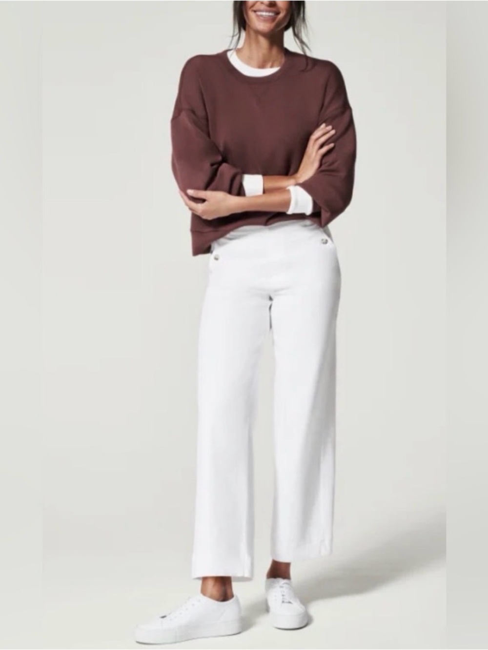 Spanx stretch twill cropped wide leg